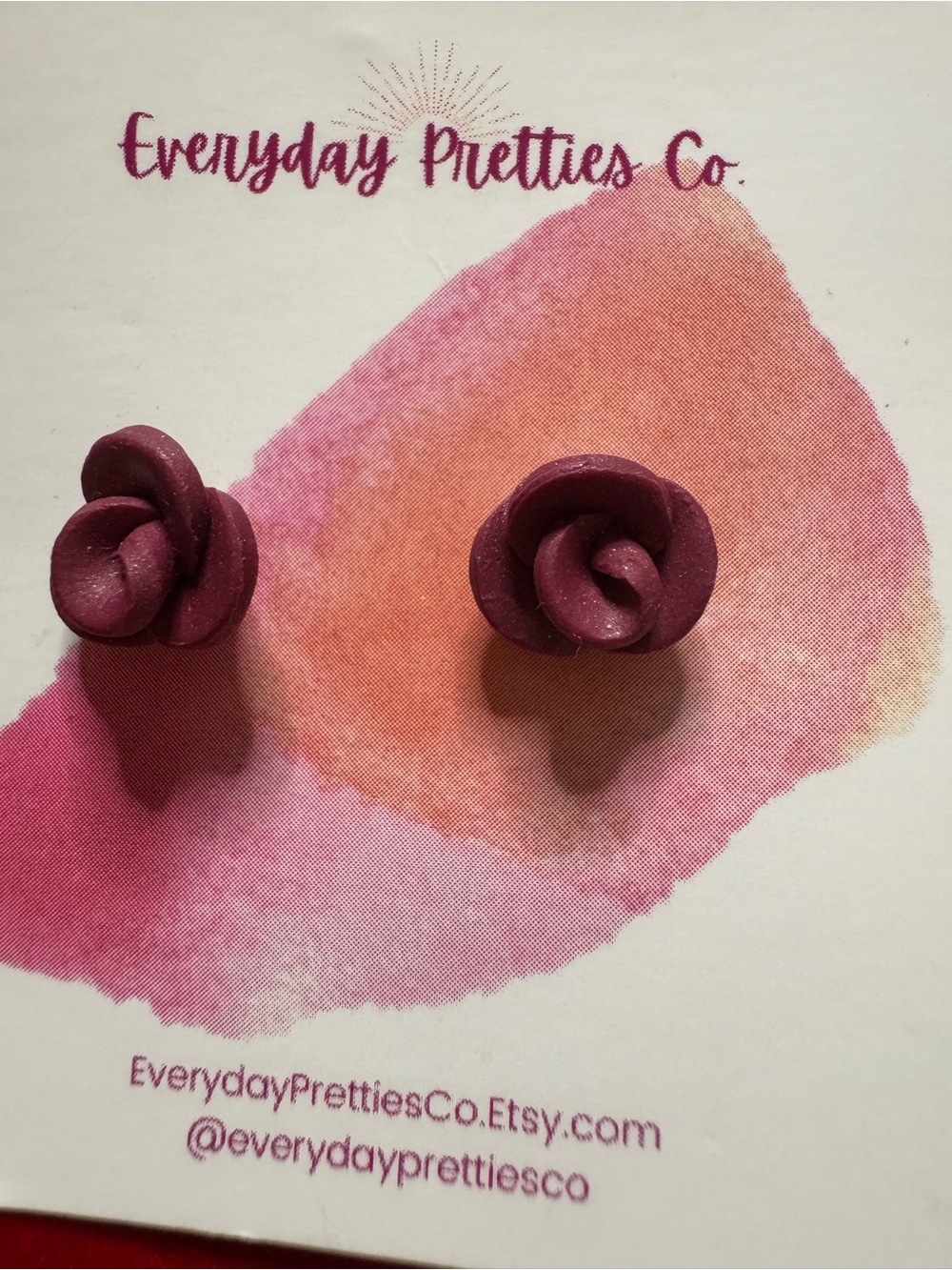 Plum Rose Stud Earrings